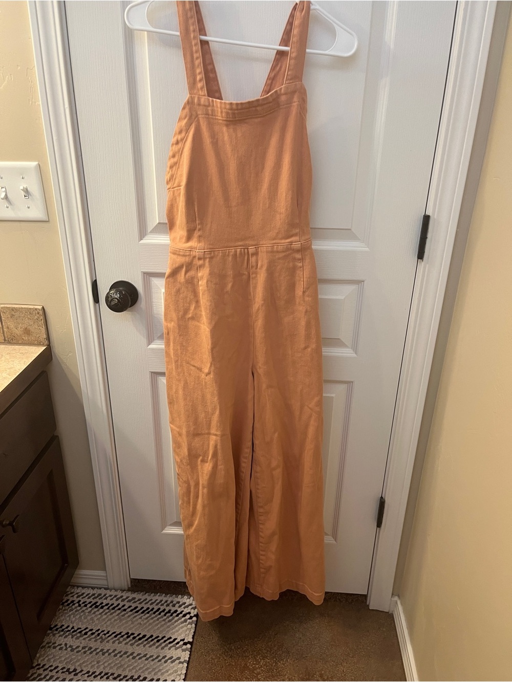 Amuse Society Wide-Leg Apron Jumpsuit in Peachy Orange